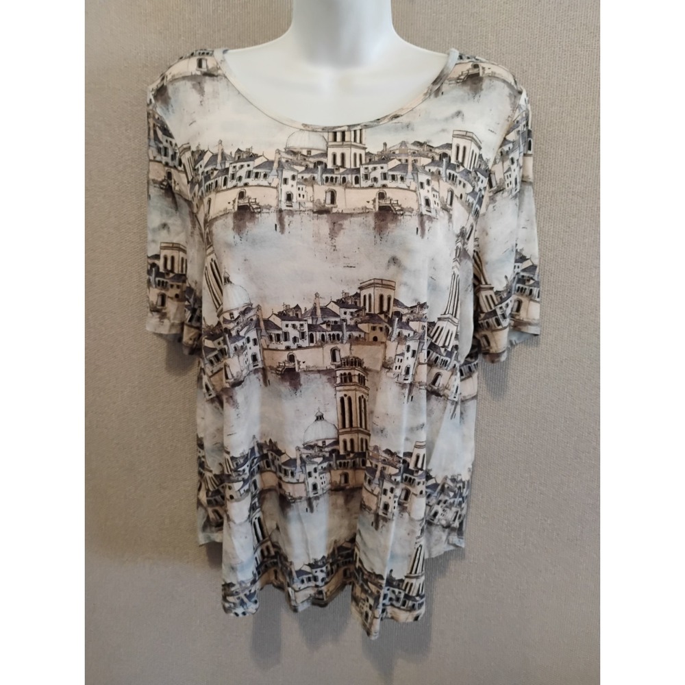 Karen Kane blue Venice cityscape print size XL